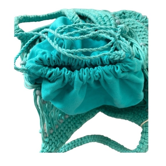 NWT Made in India Crochet Beaded Shoulder Bag Festival Coachella Boho Prarie - Picture 6 of 10